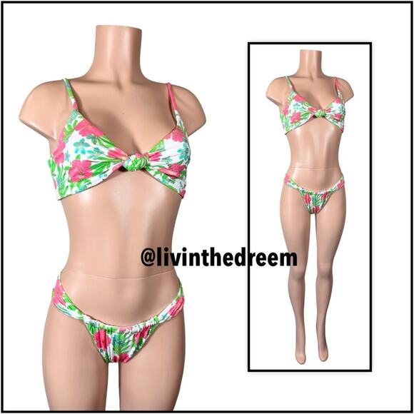 Beach Bunny Rio Knot Top XL & Delphin Tango Bottom L - Pink Jungle Floral $196 - Picture 3 of 14